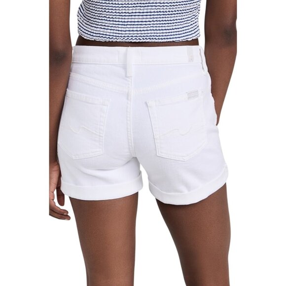 7 FOR ALL MANKIND~  Womens White Mid Roll Shorts Cotton/Spandex Blend Size 31 - Picture 3 of 11
